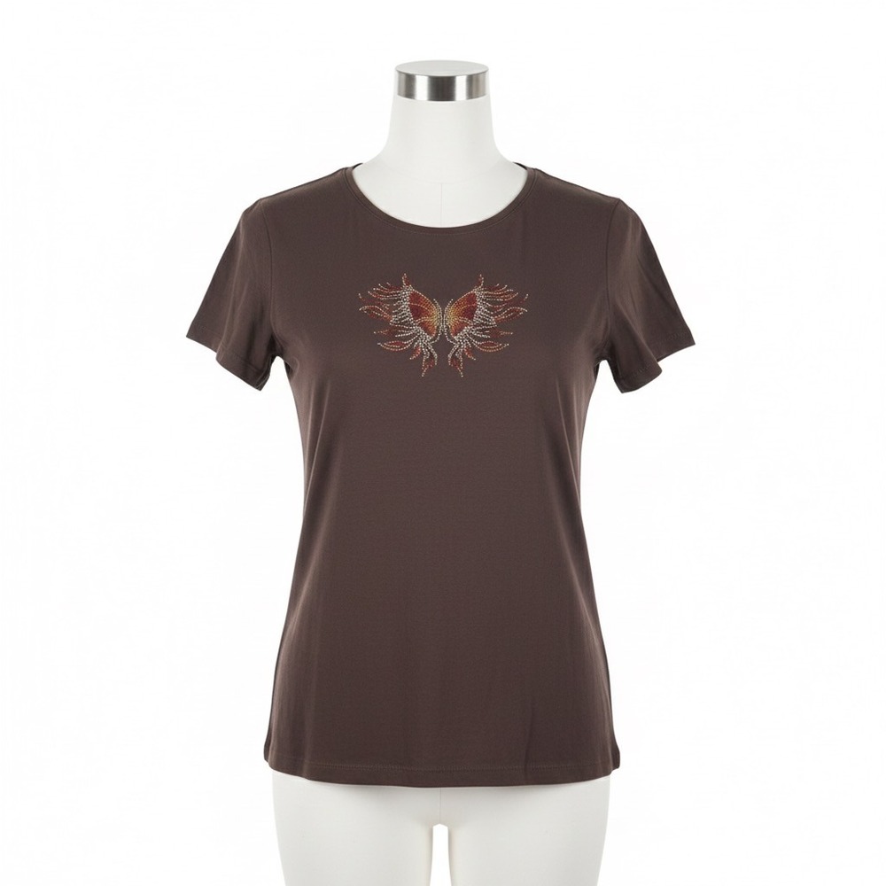 Greensource Top‎ XL Brown Rhinestone Butterfly Wings Bling Y2K Fairy Grunge NWT